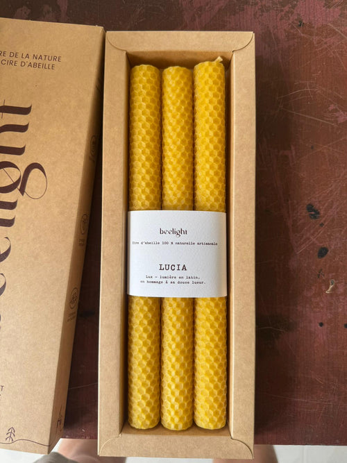 Lucia - Bougies en cire d'abeille roulées à la main